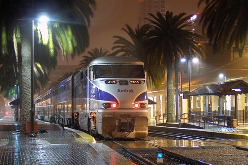 Amtrak's Pacific Surfliner train at San Diego Station. Photo: Courtesy of Amtrak